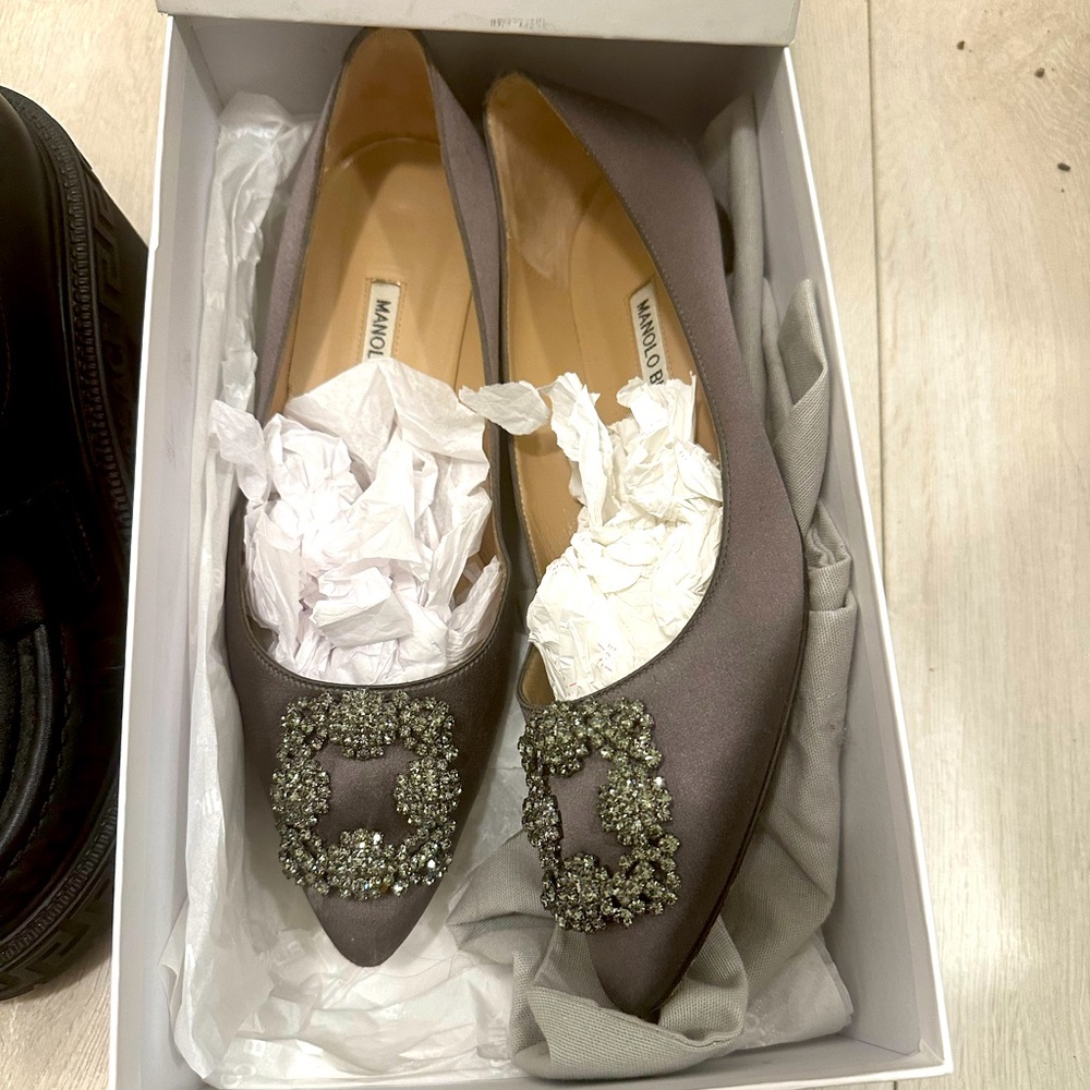 Manolo Blahnik flats grey colour